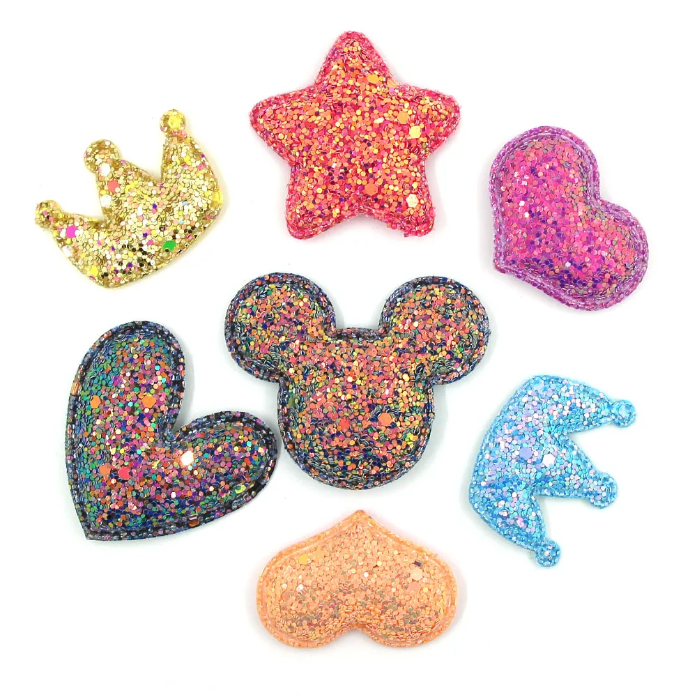 10 шт. блестящих блесток нашивки в виде сердца/звезды/Корона Мягкая аппликация для