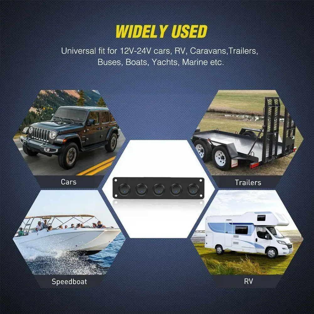

Automotive ON-OFF Cat-eye Switch Panel, Light Color Red Green Blue, And