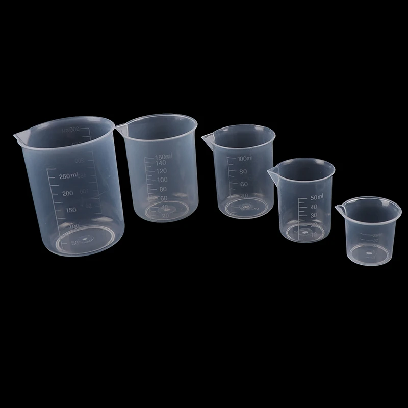 

Hot! 2Pcs Transparent Kitchen Laboratory Plastic Volumetric Beaker Measuring Cup 250ml/150ml/100ml/50ml/25ml