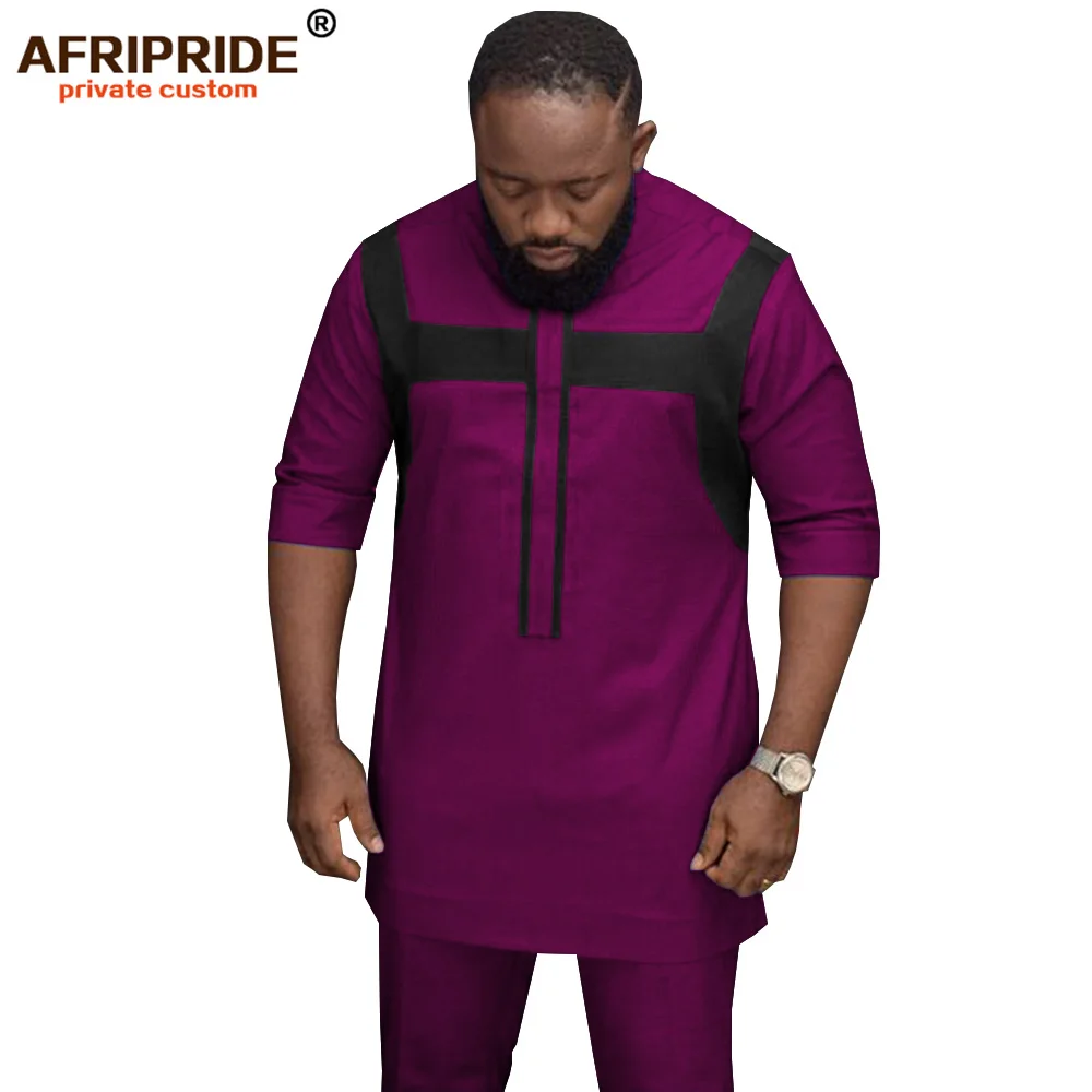 2019 African men clothing dashiki outfit print shirts tops+ankara pants 2 piece set casual tracksuits tribal AFRIPRIDE A1916005