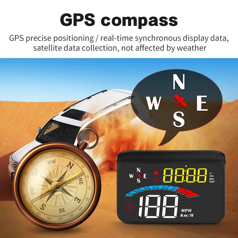 Универсальный автомобильный проектор M16 GPS OBD2 HUD цифровой скорости сигнализация