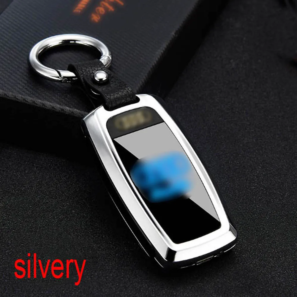silvery USB Зажигалка светодиодный экран Ключ Пряжка - Цвет: silvery