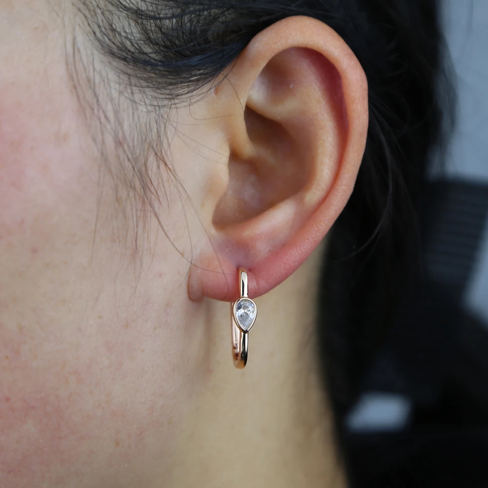 

New Fashion Star Tear drop Heart Crystal Hoop Earrings for Women Bijoux Geometric Rhinestones cz Earrings Statement Jewelry