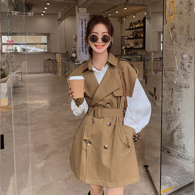 LANMREM 2022 Осенняя новинка Женская белая однобортная рубашка с лацканами и Топ цвета