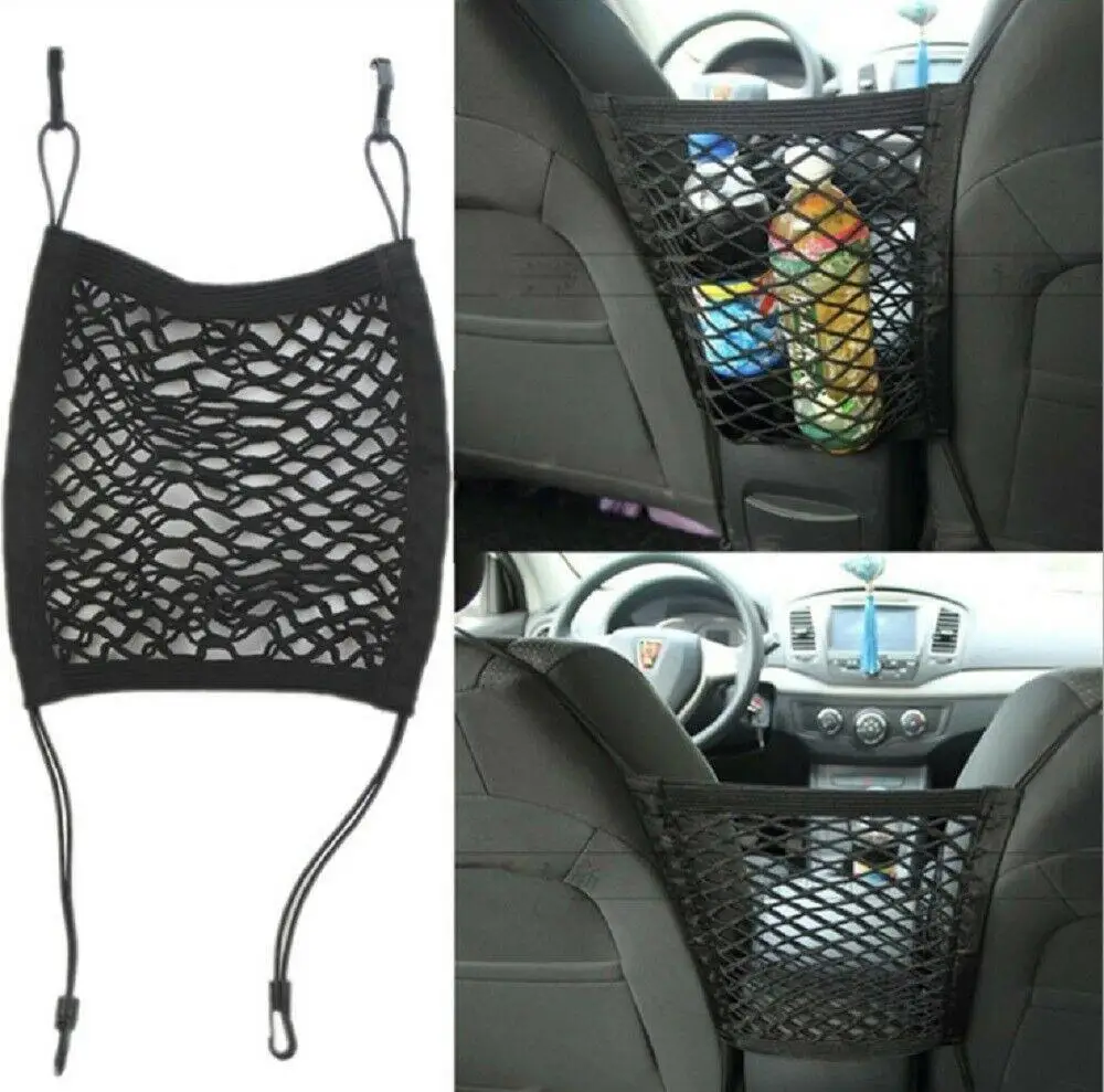 

Double-layer Storage Net Pockets Polyester Fiber Car Seats Sundries Storage Bag