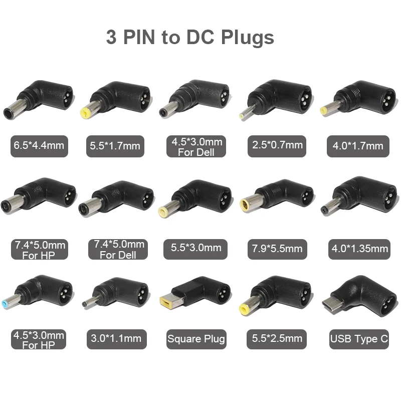 3 Pin постоянным наконечником для универсального ноутбука адаптер автомобильного
