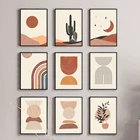 Абстрактный пустынный кактус, геометрический пейзаж, настенная живопись, холст, скандинавские плакаты и печатные картины на стену для украшения гостиной