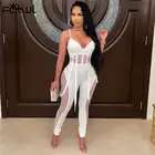 Женский комбинезон на бретелях FQLWL, летний прозрачный комбинезон белого цвета, без рукавов, обтягивающий комбинезон с вырезом на спине