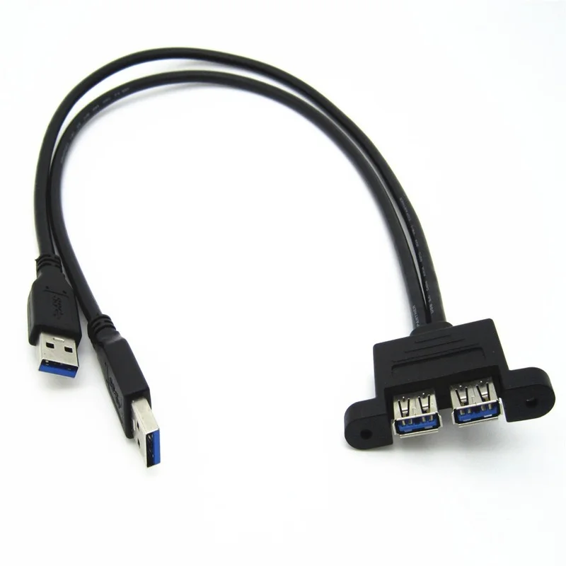 High Speed Dual Port Usb 3.0 Male To Female Screw Lock Panel Mount Extension Expansion Bezel Data Cable Cord 0.3m/0.5m/1m/1.5m |