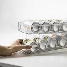 Двухслойная прозрачная самовращающаяся стойка для хранения напитков, банки для пива, колы, газировки, стандартная коробка для хранения в холодильнике
