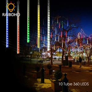 10 трубок 360 светодиодов Солнечный метеоритный дождь светильник s Открытый водонепроницаемый Рождественский солнечный светильник для украшения свадебной вечеринки