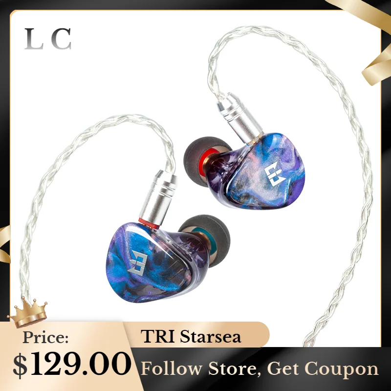 

TRI Starsea In Ear Earphone 2BA+1DD Hybrid Driver HIFI Headphones Noise Cancelling Headset DJ Monitor Sport Music Earbuds IEM
