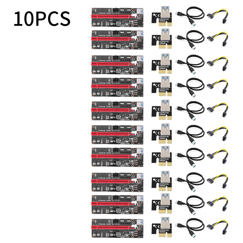 10 шт. PCI E pcie Riser 009S Express 1X 4x 8x 16x расширитель USB 006C двойной 6 контактный адаптер карта
