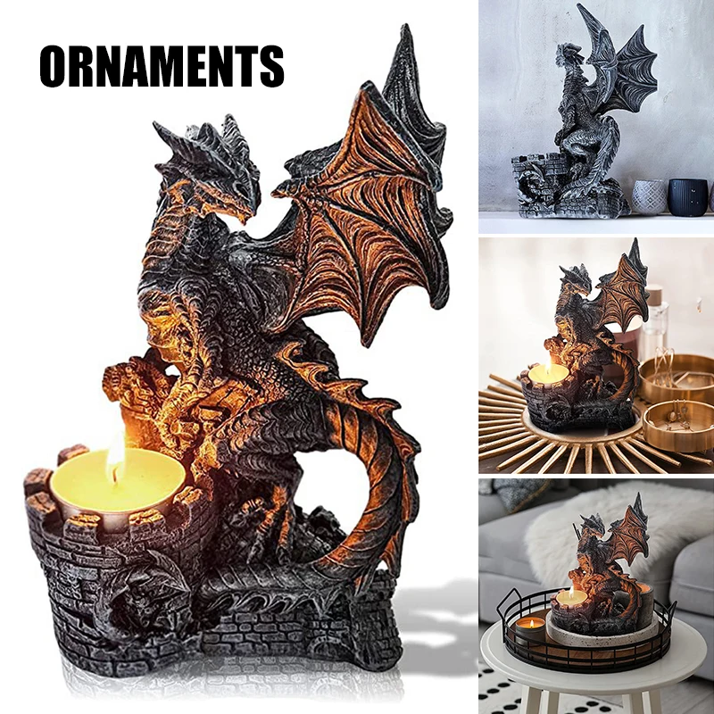 

Мифическая Статуя Дракона-хранителя, персонализированная подсвечник полимерный для дома, гостиной, спальни, украшение B99