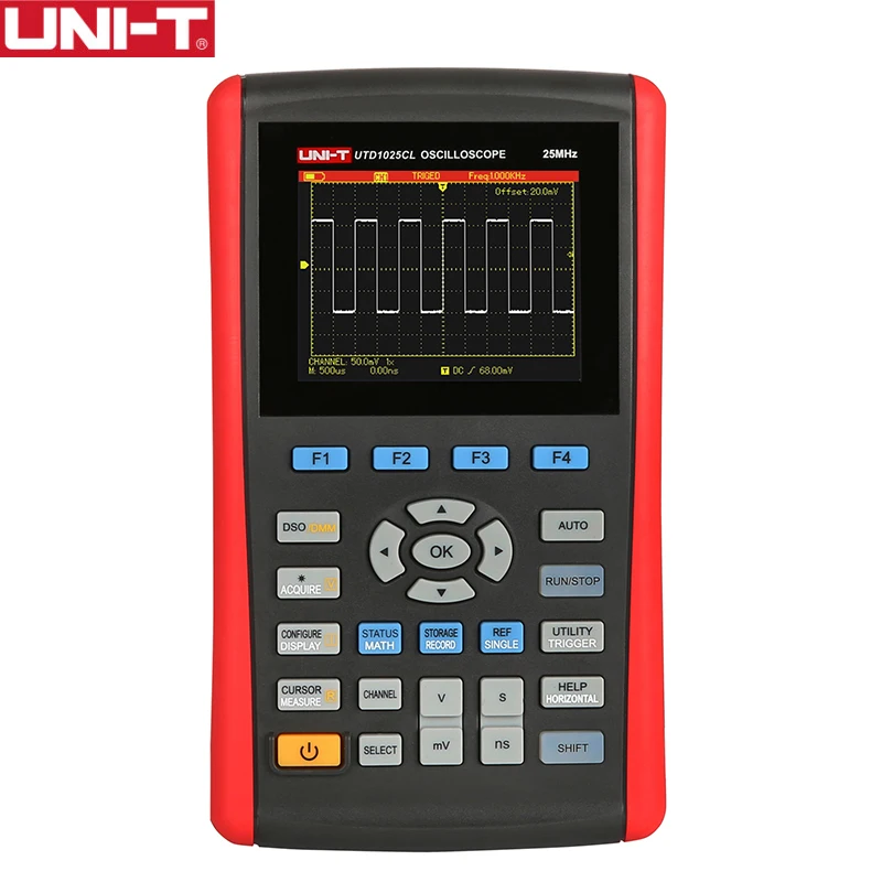 

UNI-T UTD1025CL 3.5" Handheld Oscilloscope Digital Scopemeter Color LCD Storage 25MHz Mini USB Oscilloscopes 1CH Scope Meter