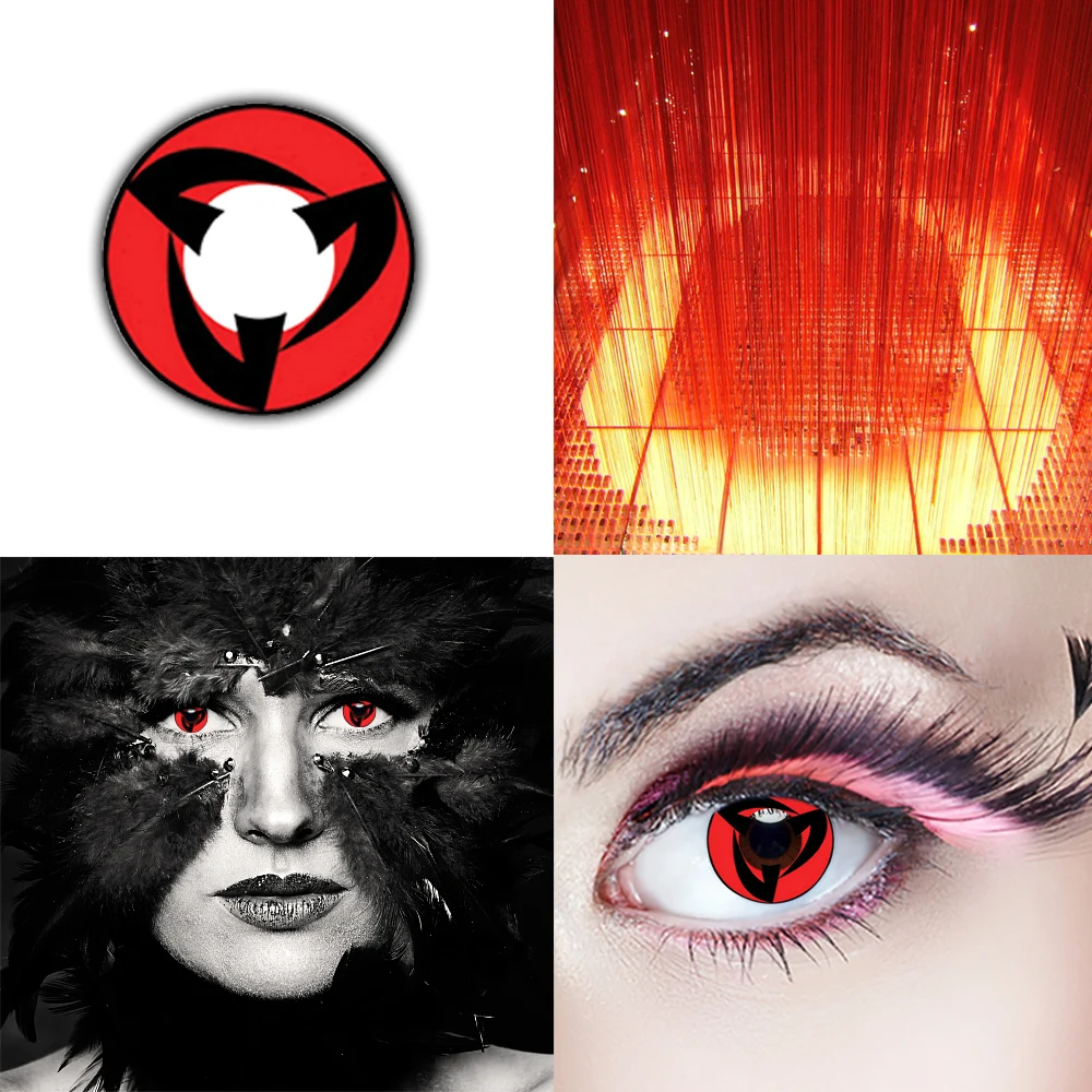 Косплей Хэллоуин Шаринган Мансон аниме цветные контактные линзы для макияжа