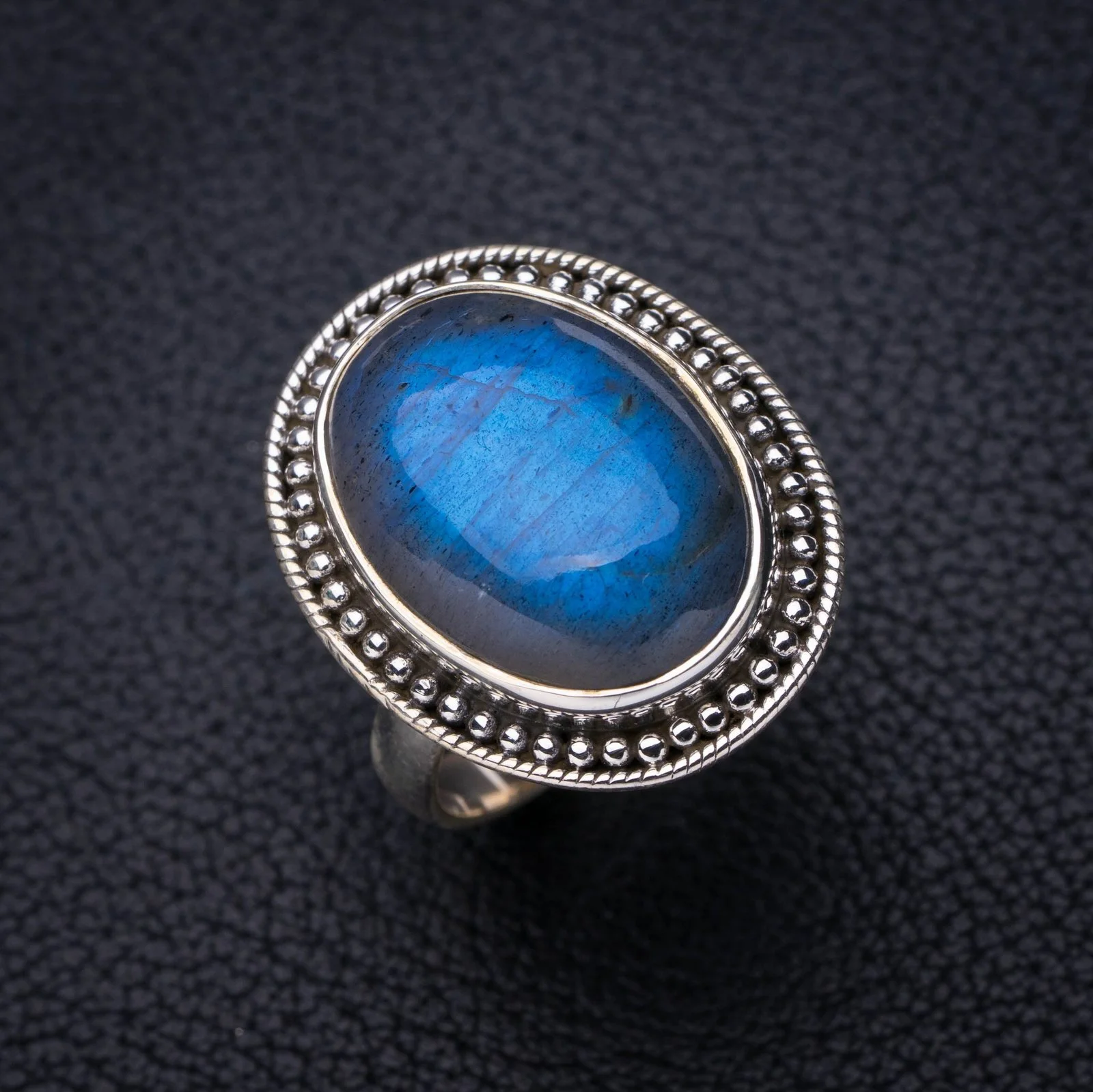 

StarGems Природный синий огонь Лабрадорит ручной работы 925 пробы Серебряное кольцо 8 E7169