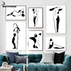 Картина на холсте, домашнее украшение, плакат с принтом кофе, Минималистичная черно-белая картина с рисунком для украшения дома, спальни