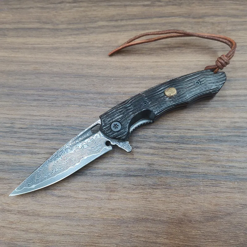 Новое поступление маленький нож Shark VG10 из дамасской стали складной походный