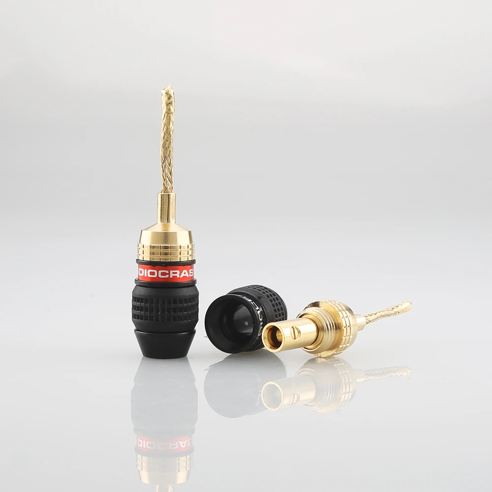 8pcs B836G High Quality Speaker 2mm Pin Copper Wire Braided Banana Plugs Connector HIFI Speaker Cable Plug