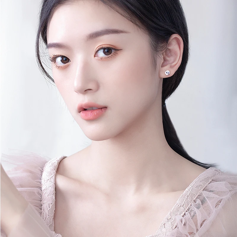 Женские и мужские серьги-гвоздики из серебра 925 пробы с фианитом | Украшения