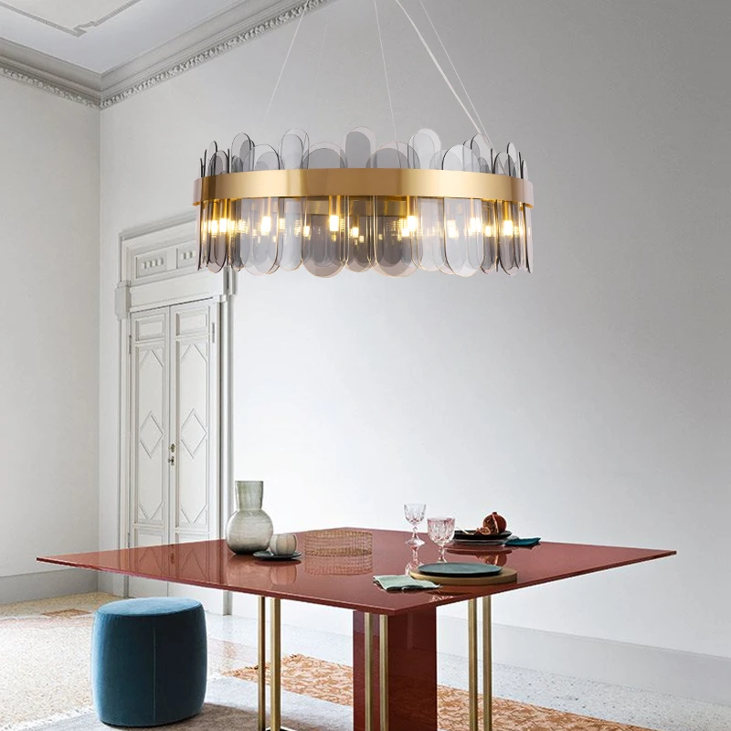 

Nordic Crystal Glass Chandelier Creative Designer Art Restaurant Kitchen Hanging Lamps decor Luminaire Bedroom Light Fixtures