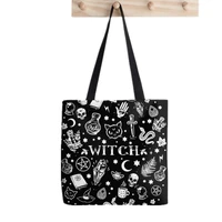 2021 shopper witch pattern tote bag printed tote bag women harajuku shopper handbag girl shoulder shopping bag lady canvas bag