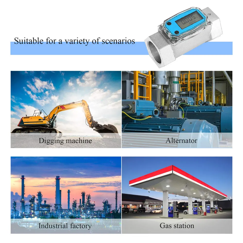 

Digital Turbine Flow Meter 1.5inch Stainless Steel Electronic Digital Flow-Meter For Measuring Gasoline Diesel Kerosene New