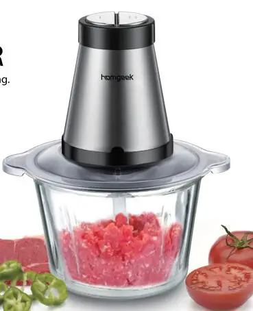 

350W Chopper Efficient & Fast Food Grinder Electric Meat Grinder Safe Multi-functional Chopper Chopping Blending Pureeing Mixing
