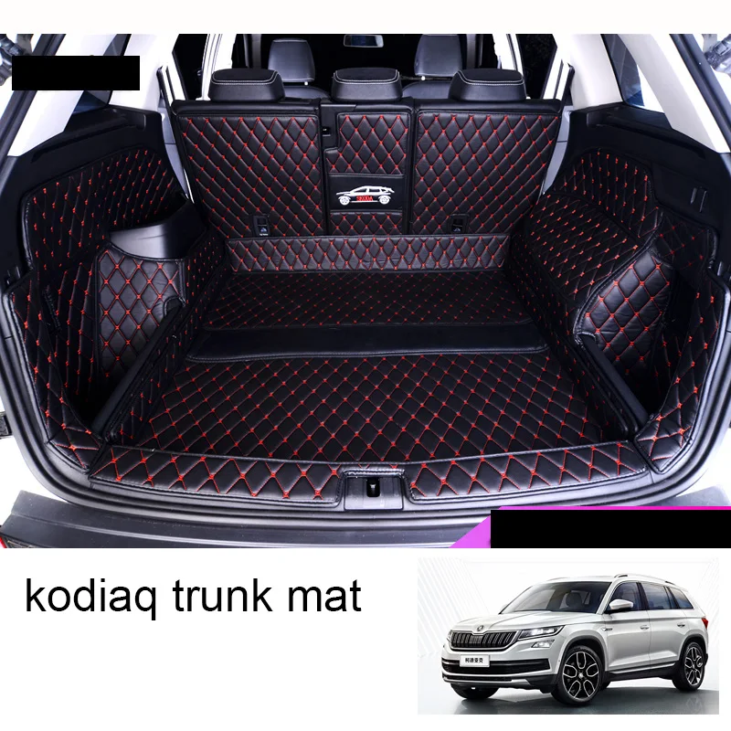 Lsrtw2017 кожаный коврик для багажника автомобиля Коврики Skoda Kodiaq 2017 2018 2019 2020 загрузки