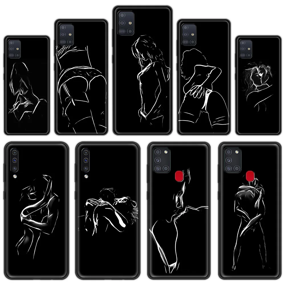 

Silicone Case for Samsung Galaxy A71 A51 A41 A31 A21 A72 A91 A12 A21s A21 A11 A01 5G Black Cover Coque Sexy Woman