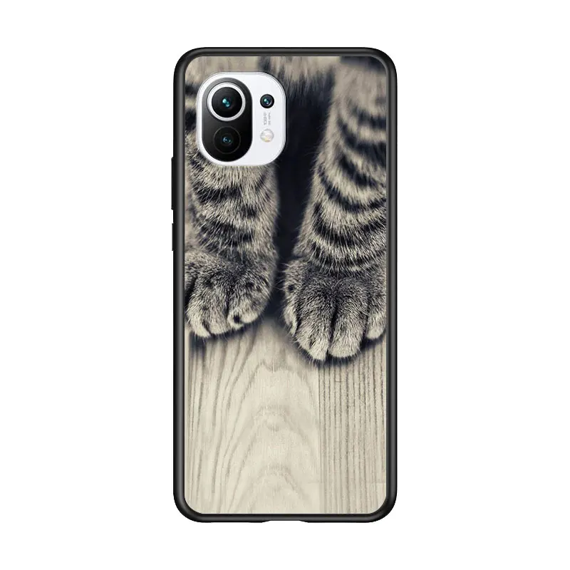 

Cat Dog Paw Cute for Xiaomi Mi 11 10T Note 10 Ultra 5G 9 9T SE 8 A3 A2 A1 6X Pro Play F1 Lite 5G Black Phone Case