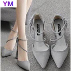 2021 г., женская обувь, босоножки женские летние пикантные туфли на высоком толстом каблуке с острым носком и ремешком с пряжкой для ночного клуба, Zapatilla Mujer