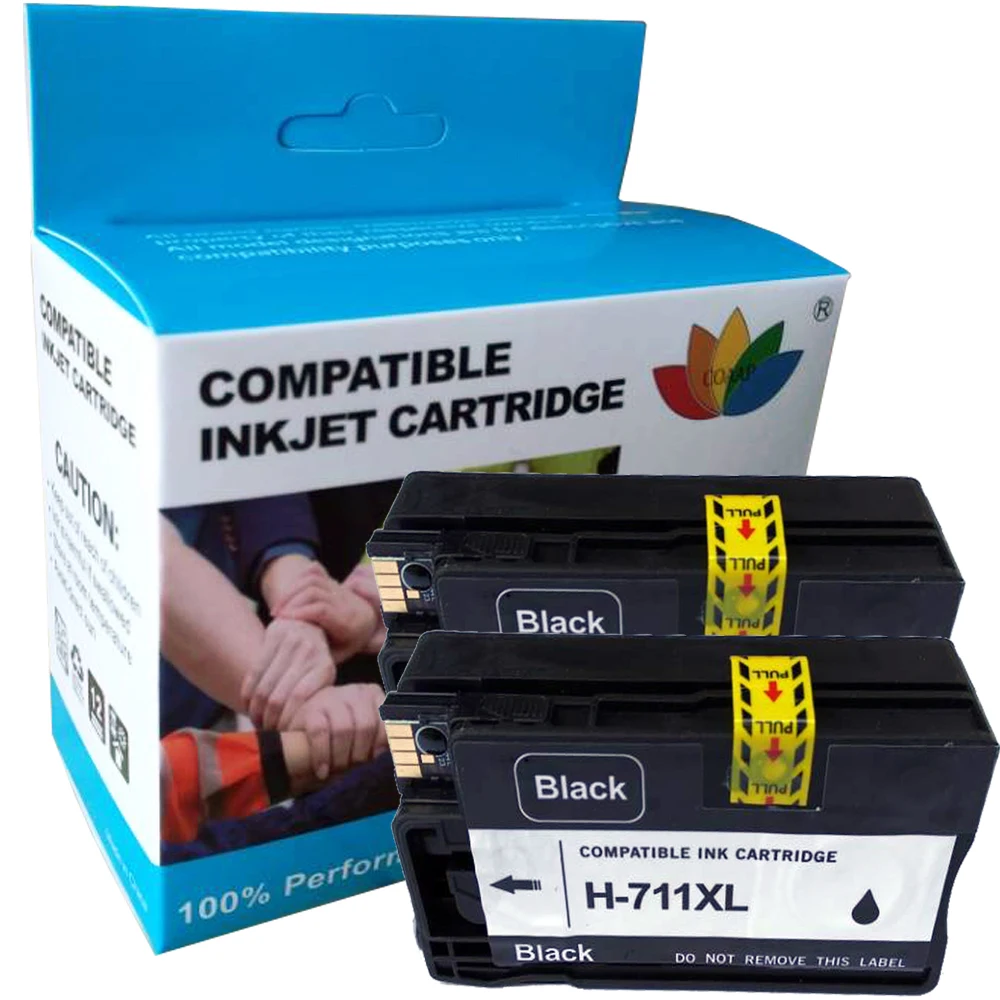 

2pcs Replacement hp711 CZ133A Black Ink Cartridge For Compatible HP 711 XL Designjet T120 T520 inkjet Printer