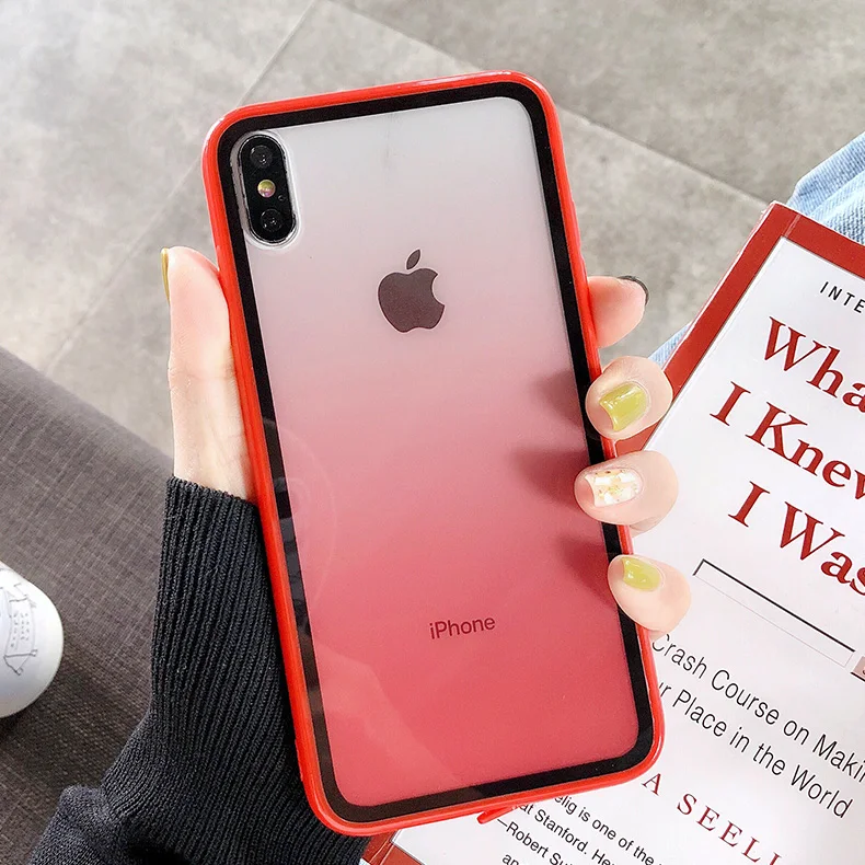RainBow Gradient Transparent Acrylic Case For iphone XS Max XR X 6 6s 7 8 Plus Colorful Shockproof Phone Cover Protect Cases |