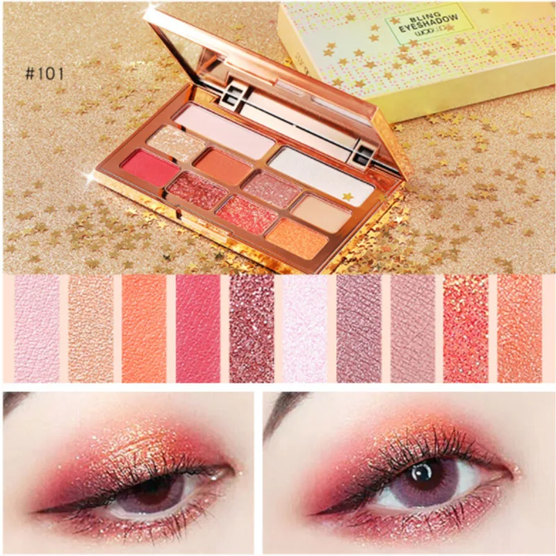 10 цветов Обнаженная Сияющие тени для век Палитра Водонепроницаемый Дымчатая