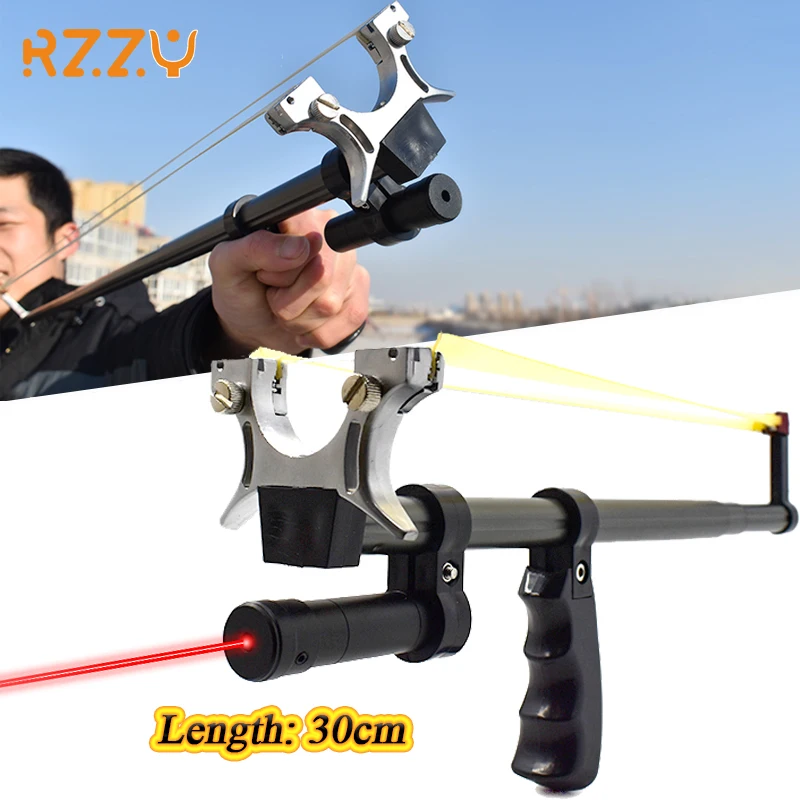 

Laser Slingshot High Precision Telescopic Rod Slingshots with Flat Rubber Band for Outdoor Sports Shooting Hunting Catapult