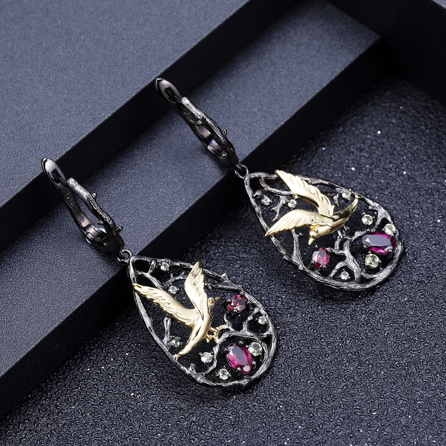 GEM'S балет натуральный гранат 925 пробы серебро Винтаж ожерелье наборы ручной