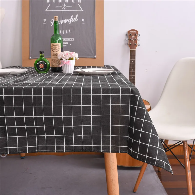 Водонепроницаемая скатерть в скандинавском стиле из хлопка и льна черная белая