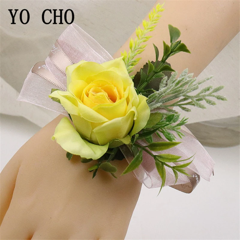 Бутоньерка для жениха YO CHO свадебная бутоньерка браслет белая искусственная