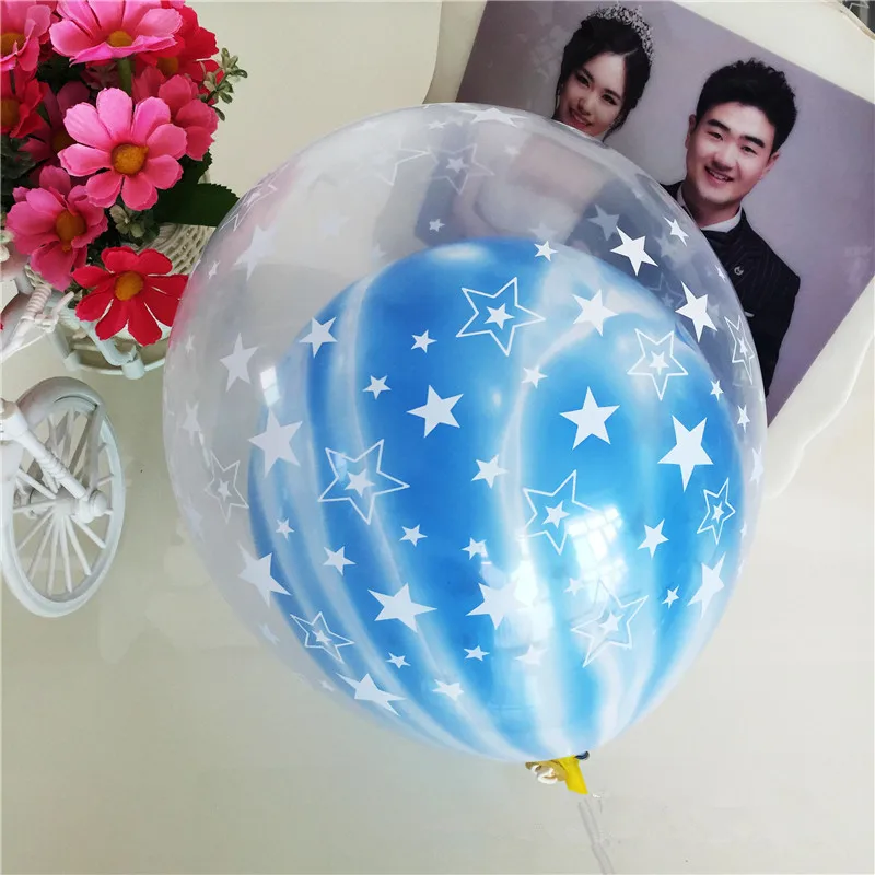 10 шт 12 Inch двойной Слои четкие звезды воздушные шары Цвета Агата Свадебные клипсы
