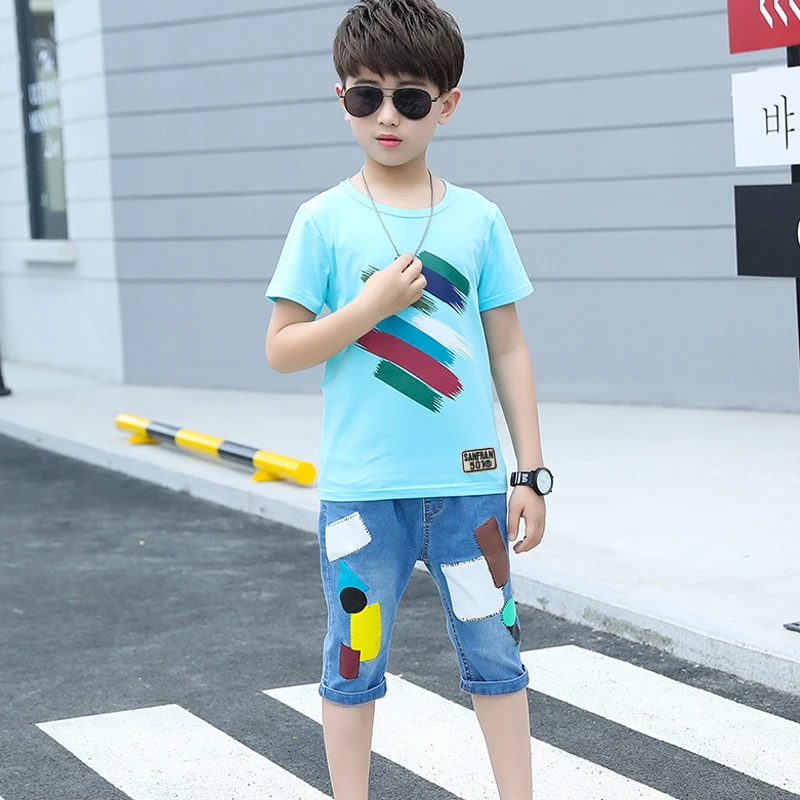 Детская одежда костюм летняя для мальчиков 2020 футболка с короткими рукавами и