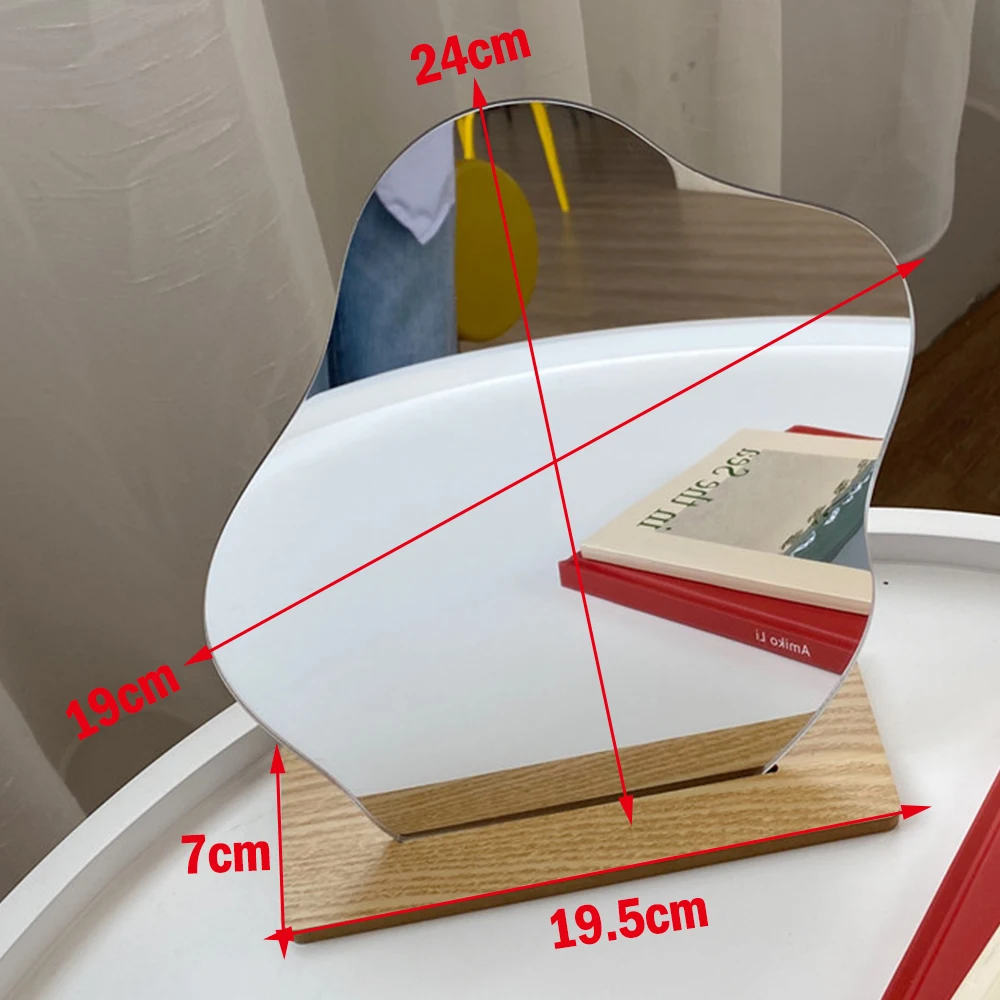 

Korean style Makeup Mirror Ins Irregular Acrylic Decorative Mirror Wooden Base Cosmetic de maquillaje Beauty Tools Home Decor