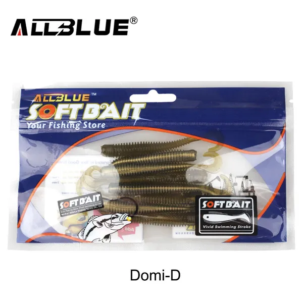 Color D ALLBLUE DOMI одинарная Мягкая приманка с хвостом 2 г/80 мм 8 шт./партия Червячные грубы силиконовая приманка isca Искусственный бас снасти - Цвет: Color D