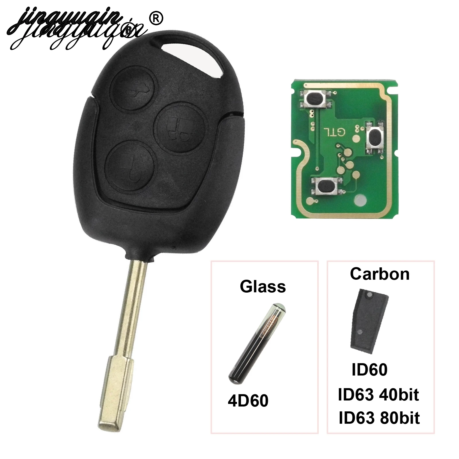 Jingyuqin 3 кнопки 433 МГц 4D60 ID63 чип Автомобильный Дистанционный ключ для Ford Fusion Focus Mondeo
