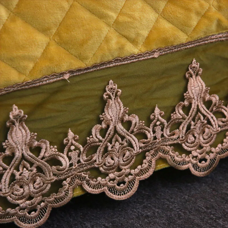 

Yellow Pink Blue Gray Luxury Thicken Flannel Velvet Fleece Quilted Gold Lace Bedspread Bed Cover Bed Sheet Pillowcases 1/3pcs