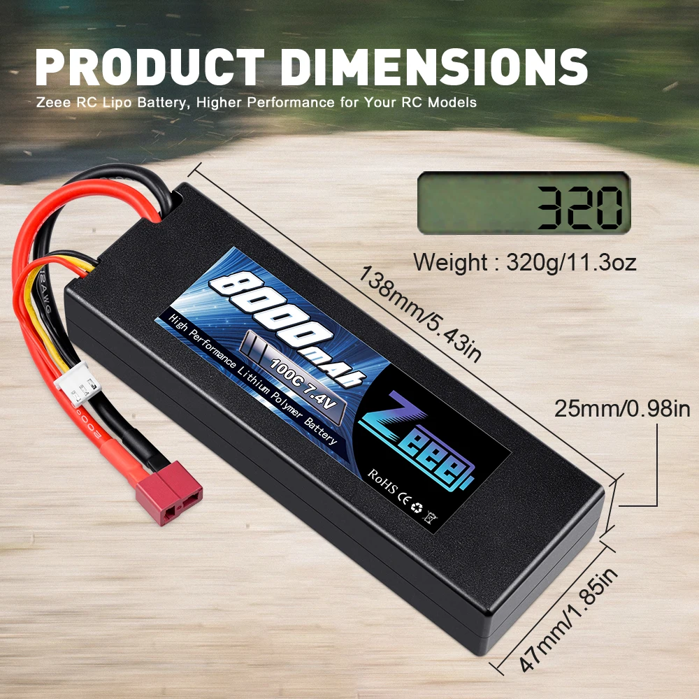 Zeee 2S Lipo Аккумулятор 7,4 V 100C 8000mAh Hardcase RC батарея зарядное устройство Deans Разъем для RC Автомобиль Грузовик Лодка Вертолет FPV гонки