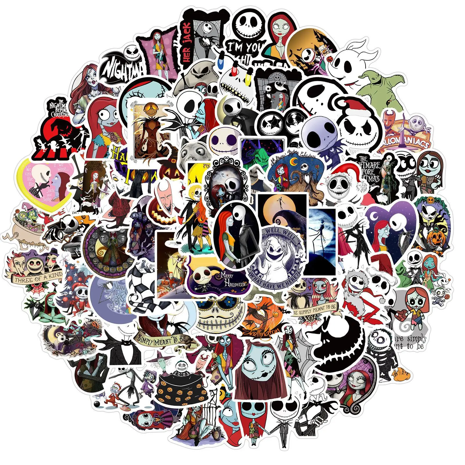 

50/100Pcs Nightmare Before Halloween Movie Sticker Pack Fans Anime Paster Cosplay Scrapbooking DIY Phone Laptop Decoration