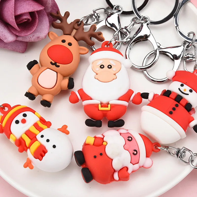 

Merry Christmas Key Chain Navidad Christmas Decoration Santa Claus Elk Snowman Keychain New Year Decoration 2021 Children Gift