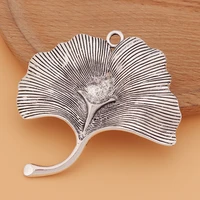 5pcslot tibetan silver large ginkgo leaf charms pendants for necklace jewelry making accessories
